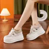 Chunky Platform Hollow Out Sandals for Women Summer 2024 New Fashion 8cm Wedges Little White Shoes Ladies Mesh Sneakers