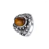 Anneaux de cluster de haute qualité 925 argent sterling naturel Tiger's Eye Stone Rhodochrosrospos Dinger Fine Bijoux vintage Anneau pour les femmes