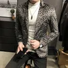 Mäns kostymer 2024 Boutique Fashion Leopard Print Mens Casual Blazer Wedding Dress Male Slim Suit Jacket