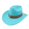 Breide rand hoeden emmer hoeden nieuwe westerse cowboy hoed heren en dames jazzhoed retro cowboy brim rem mantel kerk hoed y240425