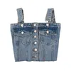 Tanks pour femmes rétro fille entièrement apparente à serrage simple mincement mincement en denim Camisole sexy