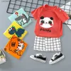 Giyim setleri yaz çocukları kısa kollu set pamuk tişört bebek karikatür ucuz ürün doğrudan nakliye kf1025 q240425