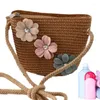 Storage Bags Kids Straw Bag Flower Summer Beach Woven Tote Cartoon Style Shoulder Purse For Girls Ladies Women