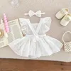 Vestidos de niña recién nacida niña princesa monstruos de mangas de encaje lindo set de mazos + babe baby baby baby barnter 2pcs d240425