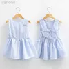 Robes de fille 2024 Été Nouveau 2 3 4 6 8 10 ans Enfants rayés princesse sans coton élégant Cotton Bow Part Dance Prom Little Kids Girl Robe D240425