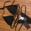 Projektant Pra Metal Badge Swimsuits Women Designer Bodysisuits Bikini Odwrócony trójkąt Seksowna luksusowy backless One Piece Swimodwear Letnie wakacyjne plaża 631