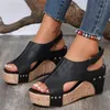 Casual Shoes Wedge Sandals Women Summer Fashion Elegant Non-slip Platform Heels Rubber Sole Buckle Peep Toe Roman