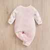 Rompers Spring and Automne Newborn BodySuit mignon lapin complet imprimé complet faux deux pièces pantalon fille bébé bodys à manches longues coton pur D240425