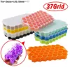 IJsgereedschap 1 stuk van 37 gaasijs maken Mold Honeycomb Ice Cube Siliconen Mold Food Grade Silicone Honeycomb Ice Tray Mold met deksel Q240425