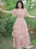 Feestjurken van Allsis lichte luxe vakantie florale gedrukte jurk 2024 zomer Franse feeëngraag