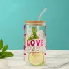 Tumblers 1pc 16oz Love Letter Pink Love Cute Sticker Transparant Glass Drink Sap Coffee Milk Cup Geschikt voor Valentijnsdag Gift H240425