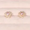 Stud Earrings Natural Pearl Bead Purple Daisy Shape Cultured Freshwater For Jewelry Women Gift 15x15mm