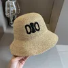 Top Quality Designer Straw Bucket Hat for Women Handmade Crochet Wide Brim Hats Embroidered Letter Sunshade Beach Cap