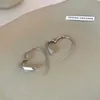 Stud Fashion Metal Silver Color Heart Line Hoop Earrings for Women Simple Smooth Irregular Geometric Love Earrings Jewelry Gifts
