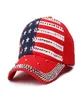 Nyaste USA Flag Donald Trump Hat 3 Styles Rivet Diamond President Caps Baseball Hats Justerbara snapback Men Women Outdoor Sports 8379048