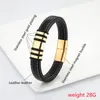 Bracelets de charme 2024 Fashion Simple Punk Style 5 Anneau en acier inoxydable Bracelet classique Bracelet Black Wide Leather Corde