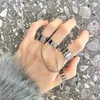 Beaded Punk Geometric Silver Color anime Chain Wrist Bracelet For Women Men Ring Charm Set Couple Emo Fashion Jewelry Gifts couple