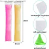 Ice Cream Tools 100Pcs large frozen Pop Bgas disposable ice Pop mold bag 5.5x28cm popsicle bag with silicone funnel used for smoothie yogurt sticks Q240425