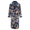 Långärmad mantel satin sömnkläder tryck drake phoenix kimono badrock klänning mens casual hemkläder lösa pyjamas l-xxl 240423