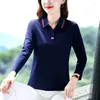 Women's Polos Spring Summer Tee Shirt Clothing Long Sleeve Polo Shirts LooseKnitted T Elegant Casual Cotton Tops