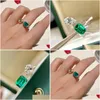 Ringe Charme Emerald Dimaond Versprechen Ring 925 Sterling Sier Engagement Band für Frauen Braut Schmuck Geschenk Drop Lieferung OTKVR