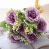 Dekorativa blommor Multicolor Peony Artificial Bouquet 28 cm Längd 3 huvuden Silk Fake For Wedding Ceremony Home Decor Vase