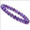 Bärade naturliga strängar Gemstone Healing Crystal Round Beads Armband Agate Amethyst Watermelon Rose Quartz Morgan Stone Malachite T DHA61