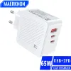 Ładowarki 65W laptopy gan ładowarka pd USB typ C Muti 3 porty szybkie szybkie ładowanie iPhone iPad Huawei Samsung Wall Adapter