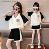 Kleidungsstücke Sets Girls 2023 Neuer Sommer Cotton Casual Sportswear 3-14 Jahre alte Baby und Teenager Kinder koreanische Stil Set Childrens Q240425