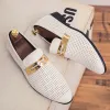 Italien Men Hollow Out Houghtable Casual Le cuir chaussures Fashion Slip-On Flat Designer Party Party Making