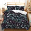 Folhas botânicas Tampa de edredão Floral Print King Bedding Conjunto de camas de microfibra macia Consolador de padrões geométricos com 2 travesseiros 240425