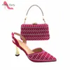 Dress Shoes 2024 Winter Design Pumps Match Hand Bag In Fuchsia Color Comfortable Thin Heels Italian High Quality And Set