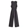 Women's Jumpsuits Rompers TRAF pleated white jumpsuit womens strapless long jumpsuit womens black bag elegant jumpsuit womens 2024 summer jacket Y240425