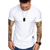 Herenpakken No.2A3119 Zomer mannen Korte Sleevet Shirt Casual Round Neck Fashion Elastic Fit grappige streetwear Solid T-shirt Hip Hop Tops S-XXL