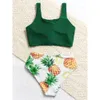 Nuovo costume da bagno diviso in tessuto a doppio strato ananas stampato in bikini costume da bagno elettrico