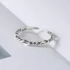 Klusterringar 925 Sterling Silver Color Ring for Women Fashion Geometric Cross Twisted Vintage Weave Line Justerbara festsmycken