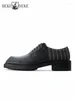 Dress Shoes Square Toe Mens Genuine Leather Formal Derby Handmade Patchwork Stripe Men Platform Customized 7 Days