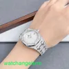 AP Crystal Wrist Watch Royal Oak Series 18K All White Gold Origin Original Diamond Fritillaria Quartz Womens Watch 67602BC 33 mm