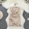 Casual Dresses Fashion Feminine Strapless Bra Dress Ladies Elegant And Vintage Waist Show Thin Ruffles Women's Sexy Short Club