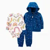 Rompers Ircomll Ubrania dla dzieci dla noworodków Dziewczyna Dziewczyna Chłopiec Ubrania z kapturem Spodnie + Bodysis 3pcs Zestawy dziecięcych dla niemowląt D240425