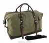 Vintage Military Canvas Leather Men de voyage sacs de voyage transport sur les bagages Men de fourre-tout grand sac de week-end pendant la nuit 240419