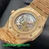 AP Crystal Wrist Watch Royal Oak Series 26574or Rose Gold Blue Dial Perpetual Calendar Briging Through Men's Fashion Leisure Business Sports mécanique