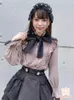 Frauenblusen Frühling Herbst Damen Tops Lolita Stil Big Bow Spitze Hollow Bluse Frauen Japanisch Langarm Shirt