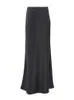 Женские черные элегантные атласные модные тонкие юбки четыре сезона повседневная высокая талия офис офис макси 240420