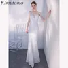 Party Dresses Kimutomo Sequined Fishtail Hip Prom Low V Neck Sexig Solid Starry Maxi Celebrity Style High Street Evening Gowns