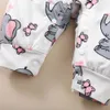 Rompers 0-18 meses para recém-nascidos manga longa menina macacão fofo de elefante impressão de elefante infantil bodysuit bebê roupas meninas roupas d240425