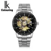 Watches IK Coloring Luxury Mechanical Watches Men mode Skeleton klockor rostfritt stål män klockor montre montre homme