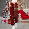 Women's Pants Ladies Slacks Sweatpants Christmas Print Bouquet Foot Drawstring Waist Womens Wide Leg For Summer