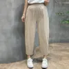 Women's Pants Summer Cotton Linen Harem Plus Size Loose Casual With Embroidered Thin Straight Pant