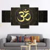 5 -delige zwart goud om boeddhistisch symbool canvas print abstract traditionele religieuze poster en prints voor woonkamer decoratie geen frame